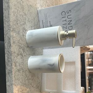 Sunday Citizen Marble Soap Dispenser and Tumbler Set - White